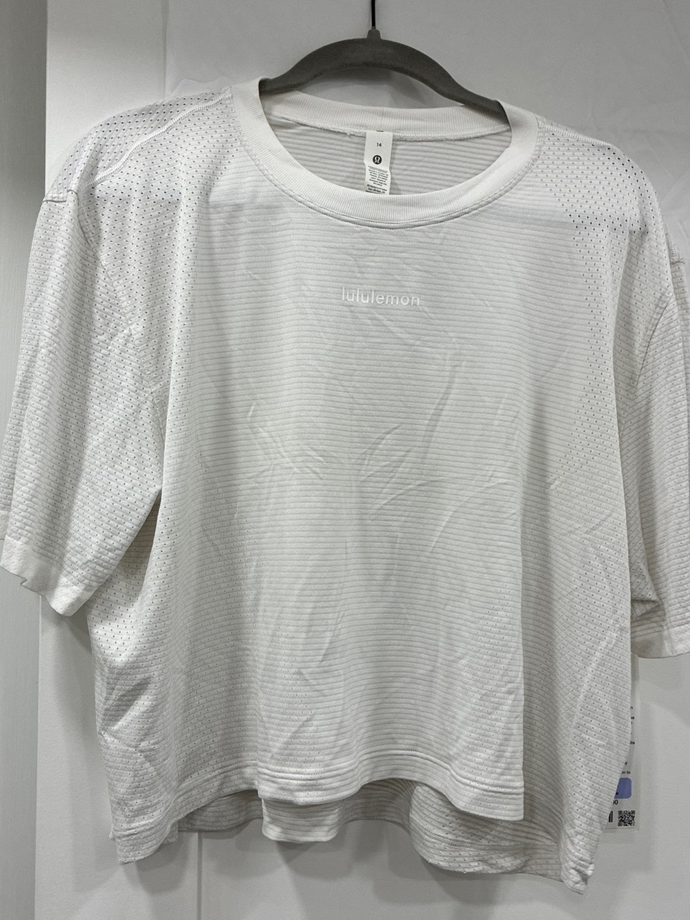 Lululemon Swiftly High-Low Cropped Short Sleeve White Size 14 NWT